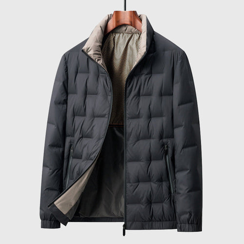 Alex  - Men's Reversible Down Puffer Jacket with Stand Collar