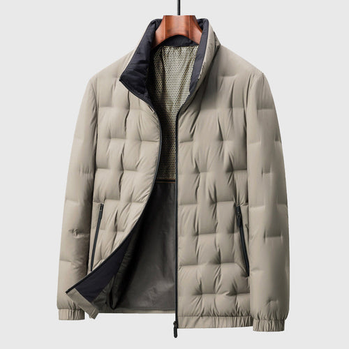 Alex  - Men's Reversible Down Puffer Jacket with Stand Collar