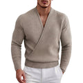 Alexander - Men's Ribbed Deep V-Neck Cross-Front Sweater