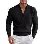 Alexander - Men's Ribbed Deep V-Neck Cross-Front Sweater