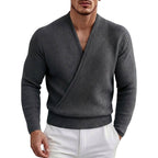Alexander - Men's Ribbed Deep V-Neck Cross-Front Sweater
