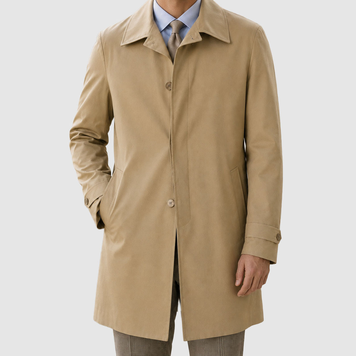 Benedict - Men's Pointed-Collar Knee-Length Trench Coat