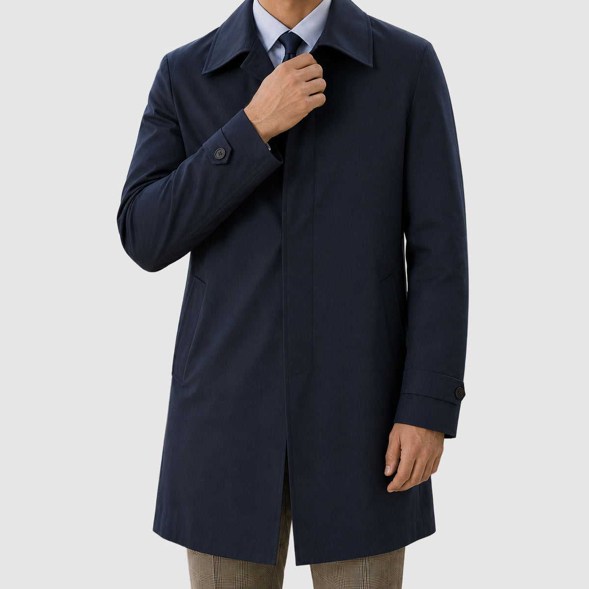 Benedict - Men's Pointed-Collar Knee-Length Trench Coat