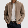Brooks - Men's Suede Jacket with Ribbed Stand Collar