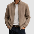 Brooks - Men's Suede Jacket with Ribbed Stand Collar