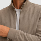 Brooks - Men's Suede Jacket with Ribbed Stand Collar