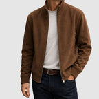 Brooks - Men's Suede Jacket with Ribbed Stand Collar