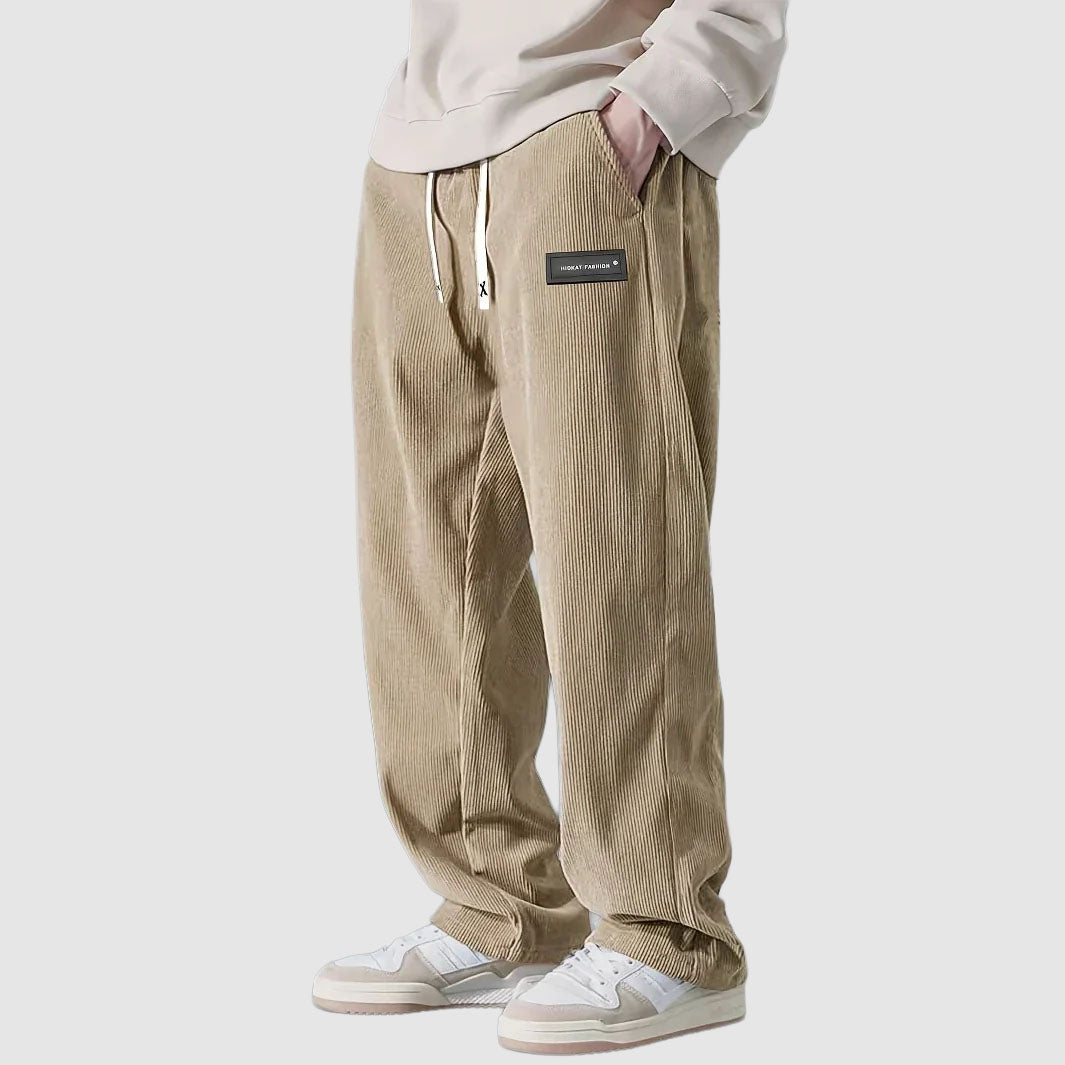 Caleb - Men's Corduroy Drawstring Trousers with Ribbed Texture