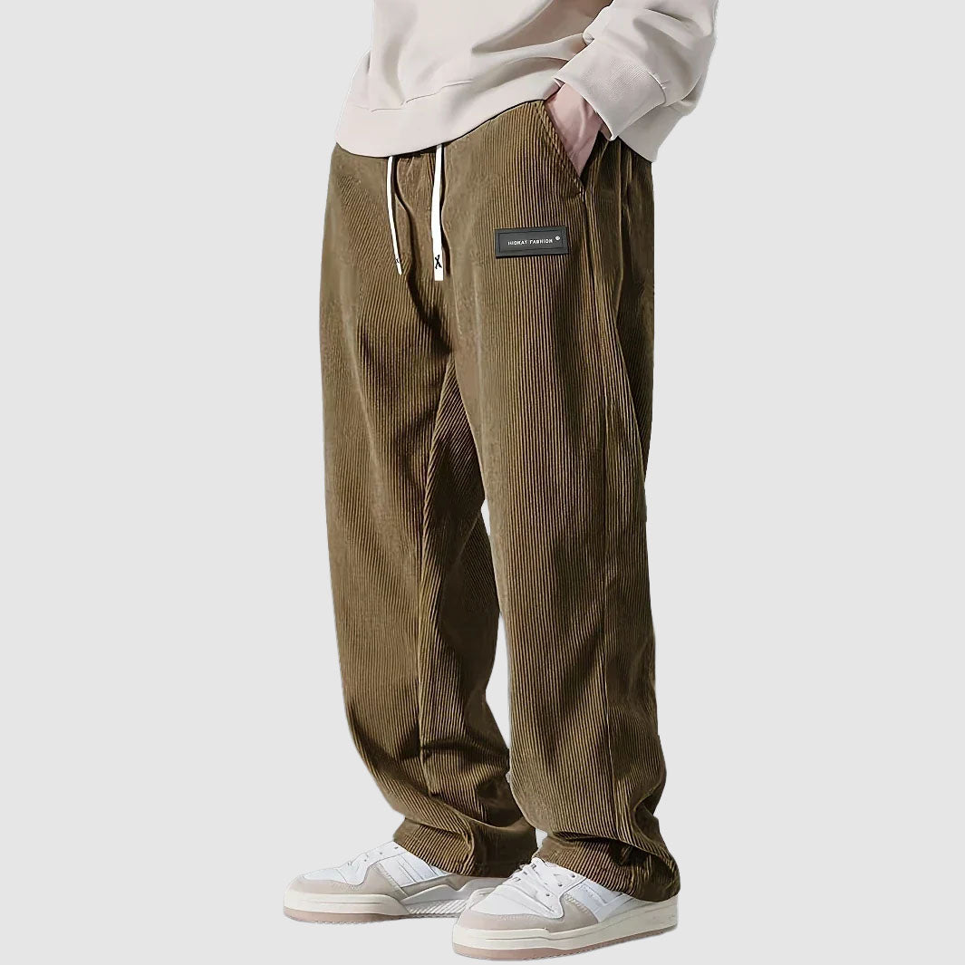 Caleb - Men's Corduroy Drawstring Trousers with Ribbed Texture