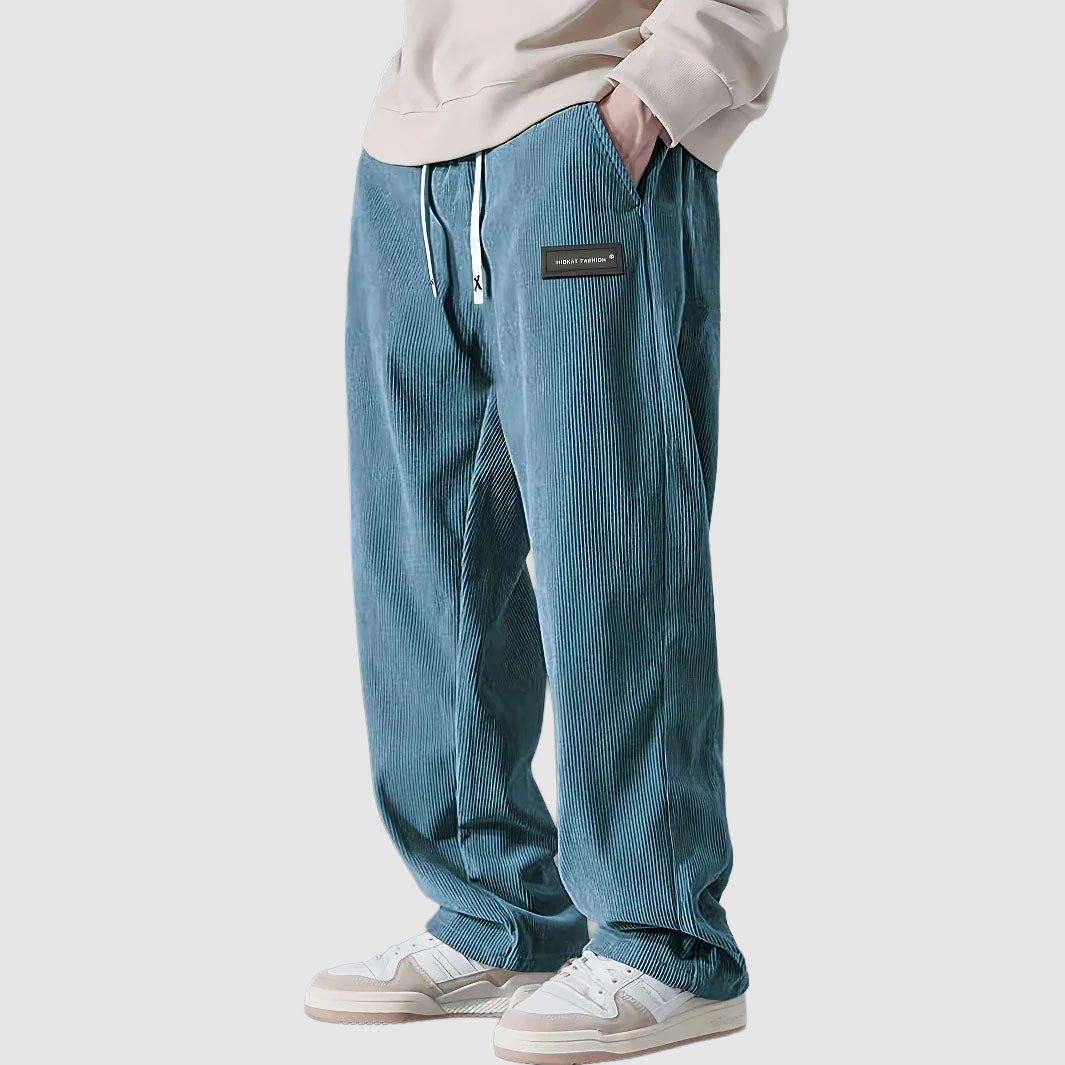 Caleb - Men's Corduroy Drawstring Trousers with Ribbed Texture