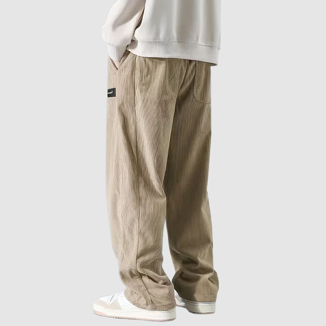 Caleb - Men's Corduroy Drawstring Trousers with Ribbed Texture