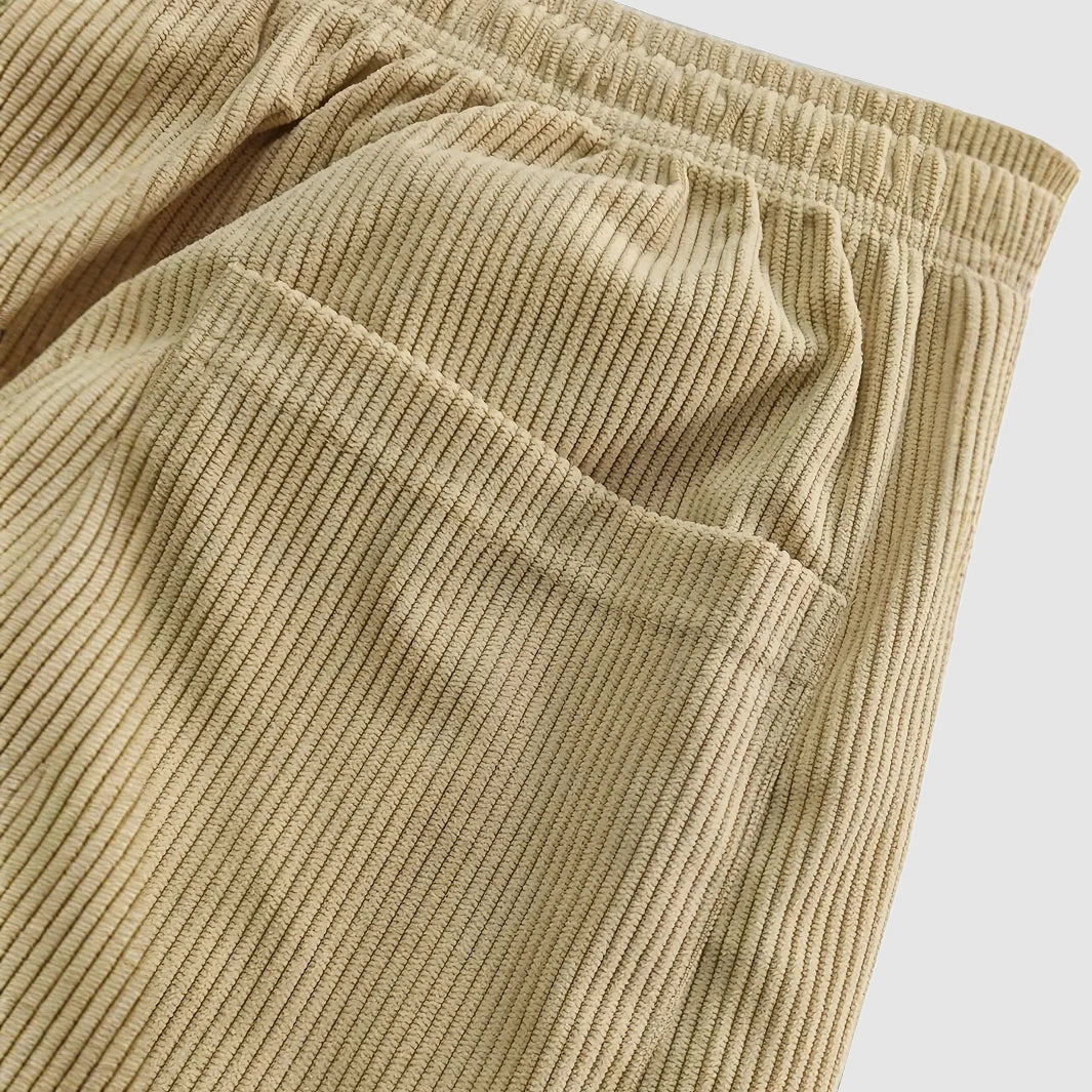 Caleb - Men's Corduroy Drawstring Trousers with Ribbed Texture