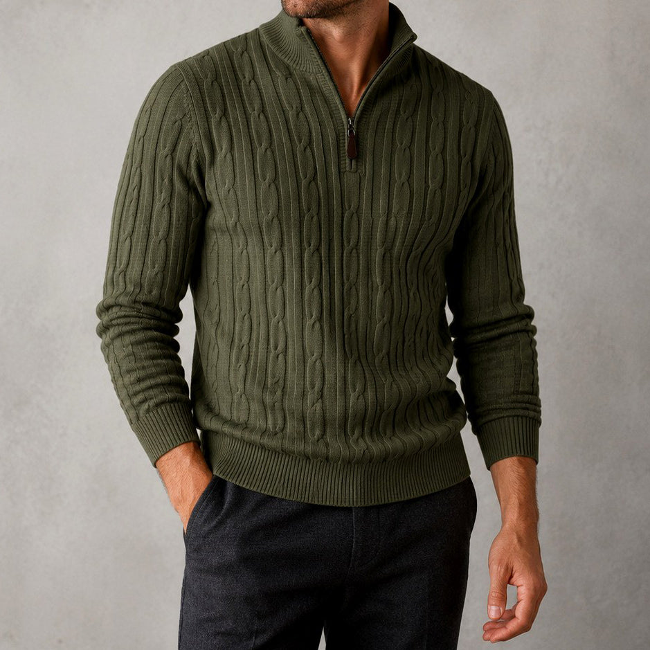 Cliff - Men's Cable Half-Zip Slim Fit Sweater