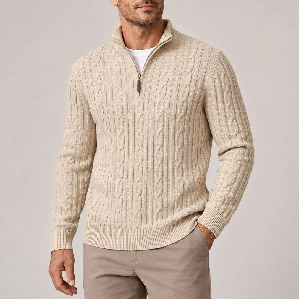 Cliff - Men's Cable Half-Zip Slim Fit Sweater