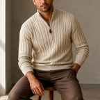 Cliff - Men's Cable Half-Zip Slim Fit Sweater