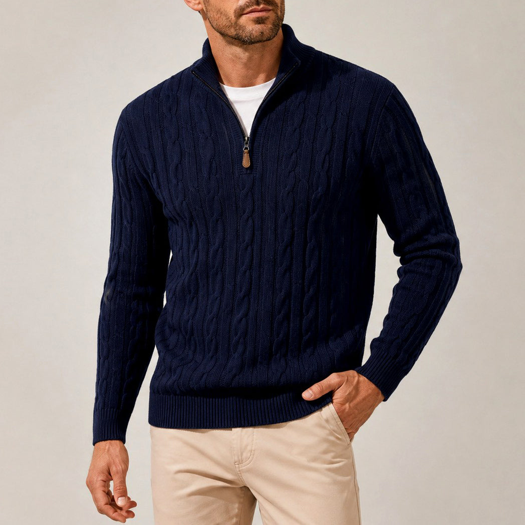 Cliff - Men's Cable Half-Zip Slim Fit Sweater