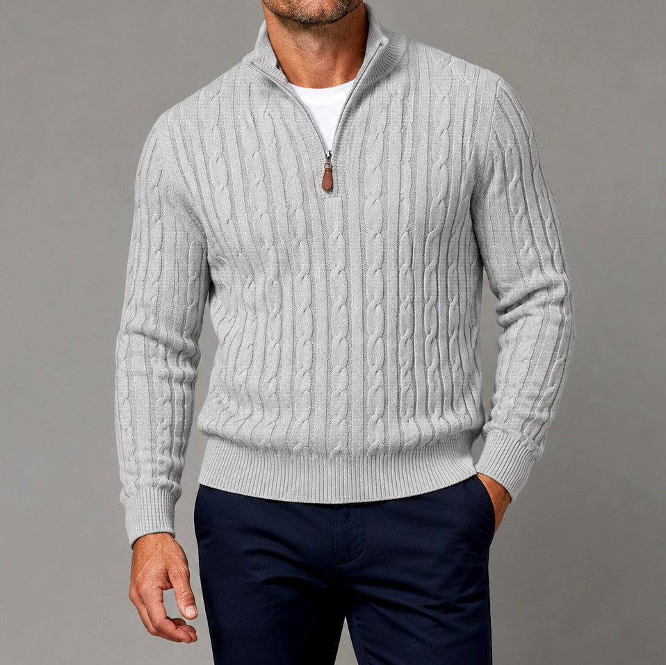 Cliff - Men's Cable Half-Zip Slim Fit Sweater