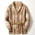 Curtis - Men's Plaid Belted Shawl Collar Cardigan