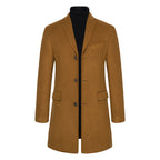 Darryl - Men's Single Breasted Long Wool Blend Coat