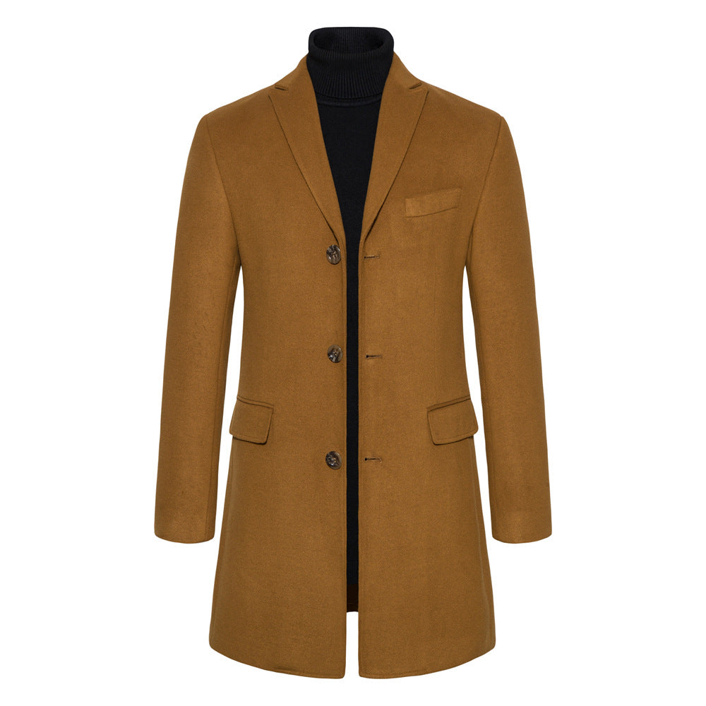 Darryl - Men's Single Breasted Long Wool Blend Coat
