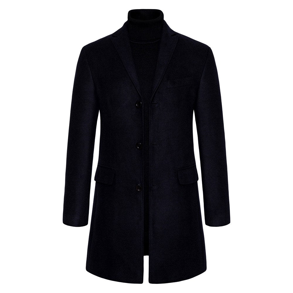 Darryl - Men's Single Breasted Long Wool Blend Coat