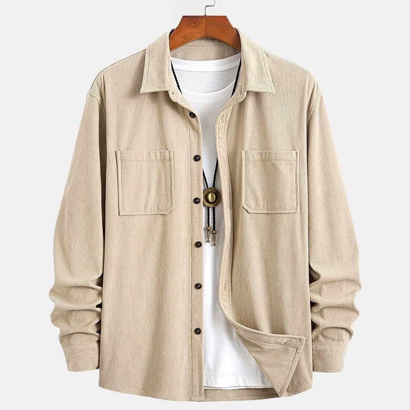 Douglas - Men's Corduroy Button-Down Long Sleeve Shirt
