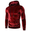 Eithan - Men's Velvet Kangaroo Pocket Pullover Hoodie