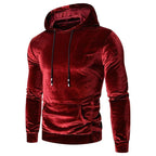 Eithan - Men's Velvet Kangaroo Pocket Pullover Hoodie