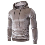 Eithan - Men's Velvet Kangaroo Pocket Pullover Hoodie