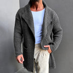 Evan - Men's Ribbed Open-Front Shawl Neck Cardigan