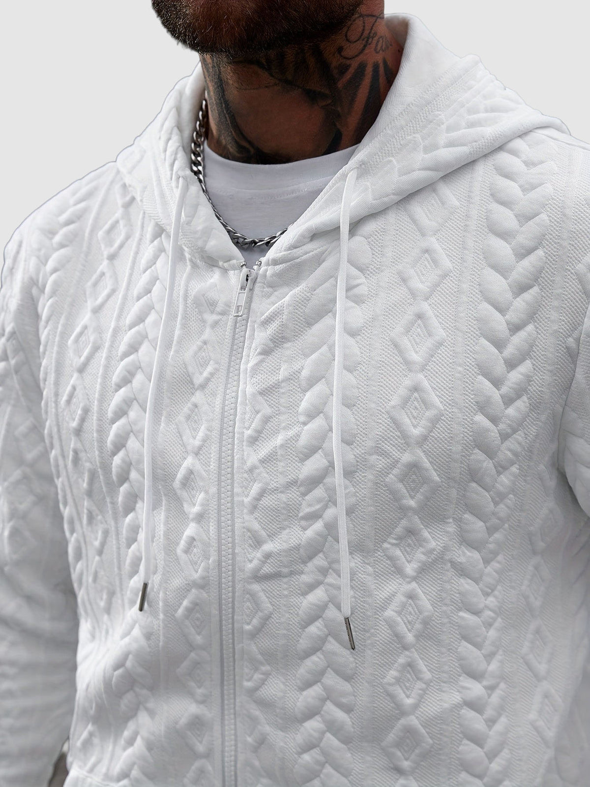 Garrison - Men's Quilted Cable-Knit Zip Hoodie