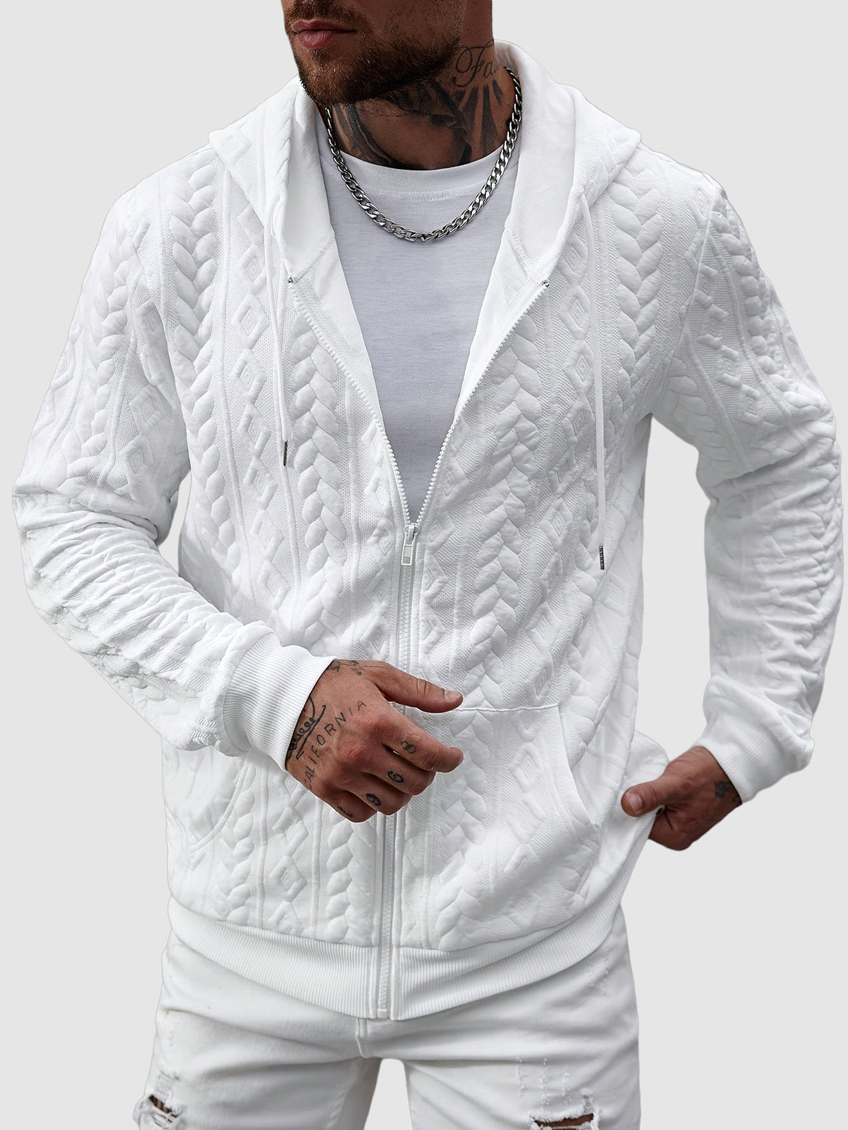 Garrison - Men's Quilted Cable-Knit Zip Hoodie