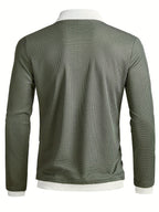 Jasper - Men's Layered-Look V-Neck Sweater with Contrast Collar