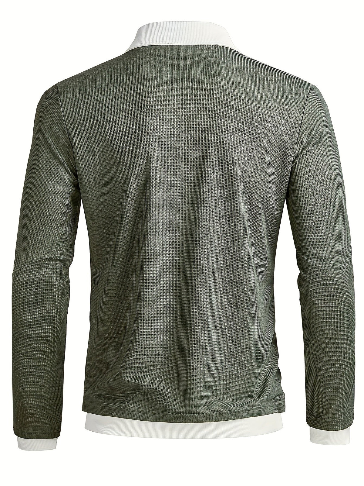 Jasper - Men's Layered-Look V-Neck Sweater with Contrast Collar