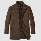 Kayden - Men's Stand-Collar Layered Wool-Blend Overcoat