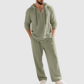 Matthew - Men's Linen Hooded Shirt and Pants Set
