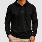 Patrick - Men's Button-Placket Hoodie with Flap Pockets