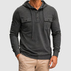 Patrick - Men's Button-Placket Hoodie with Flap Pockets
