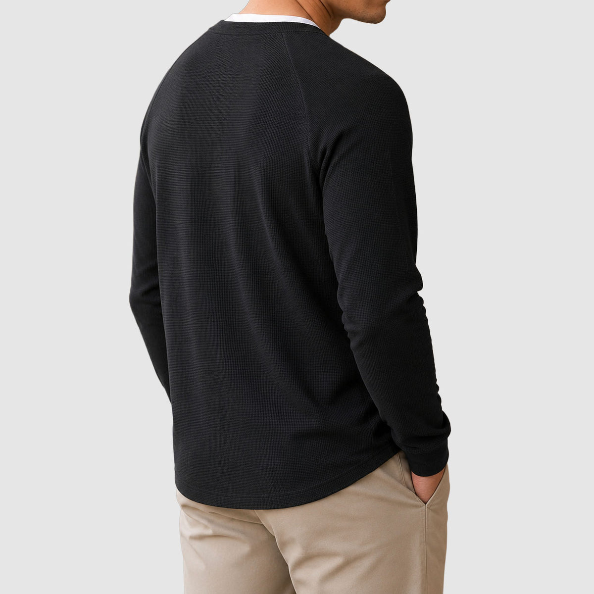 Reid - Men's Raglan Long-Sleeve Notch-Neck Sweater