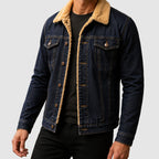 Rowan - Men's Faux-Sherpa Collar Button-Front Denim Jacket