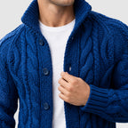 Royce - Men's Button-Front Shawl-Collar Cable Cardigan