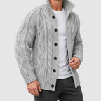 Royce - Men's Button-Front Shawl-Collar Cable Cardigan