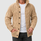 Royce - Men's Button-Front Shawl-Collar Cable Cardigan