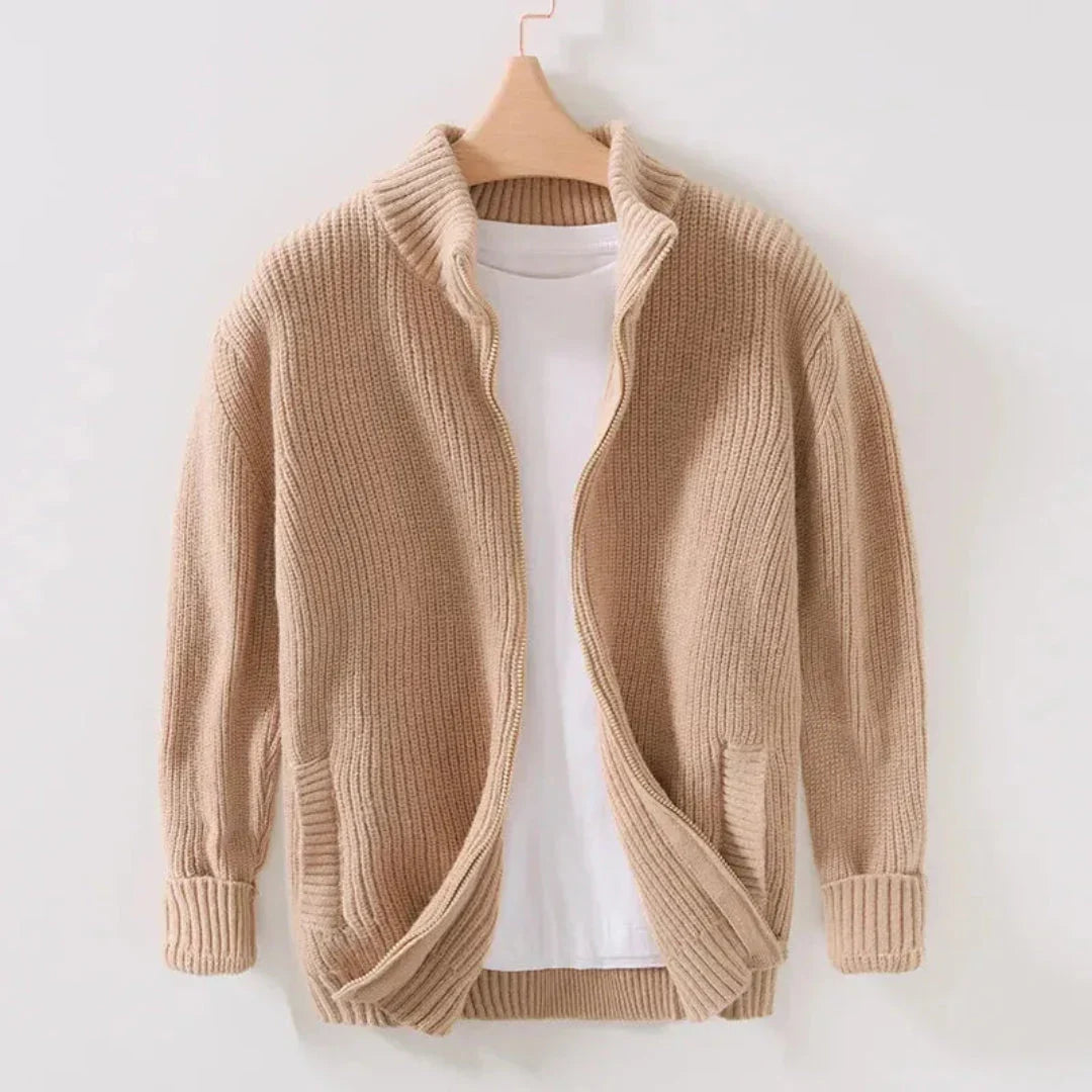 Theo - Men's Open-Front Knit Cardigan with Ribbed Cuffs