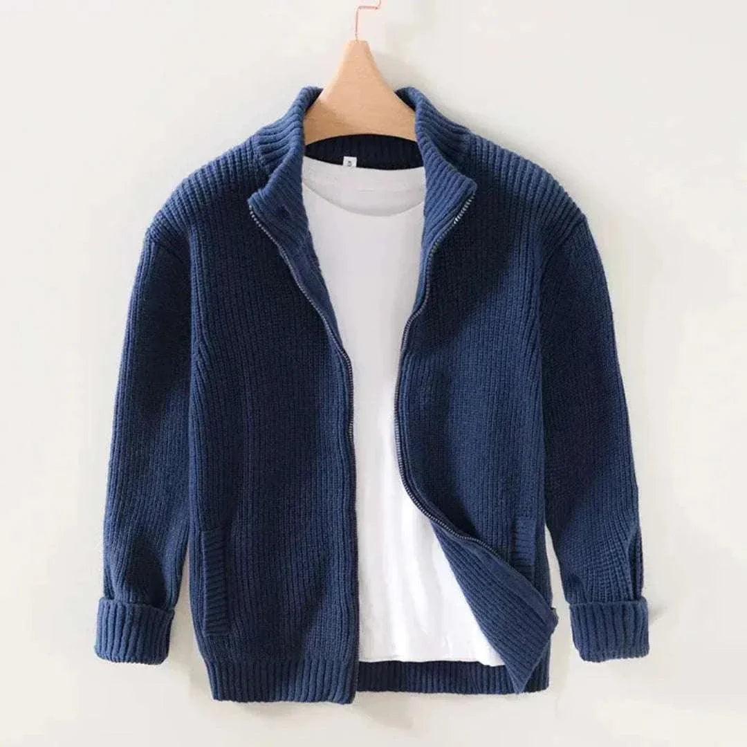 Theo - Men's Open-Front Knit Cardigan with Ribbed Cuffs