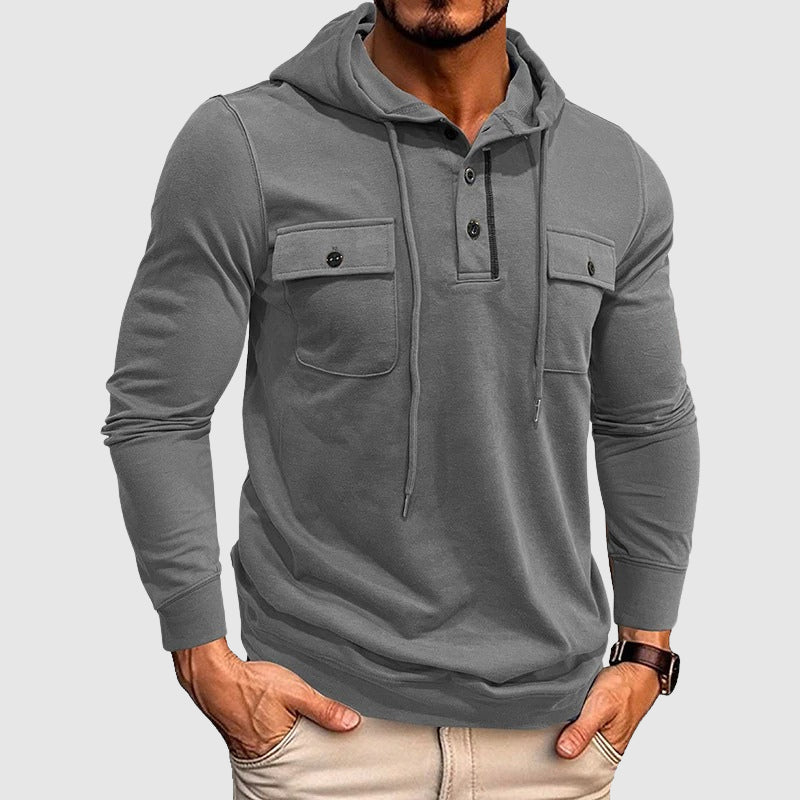 Aaron - Men's Hooded Pullover with Utility Pockets