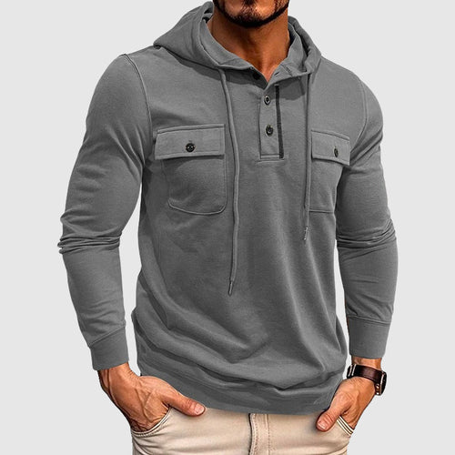 Aaron - Men's Hooded Pullover with Utility Pockets