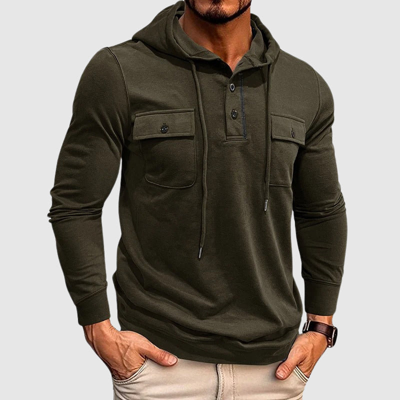 Aaron - Men's Hooded Pullover with Utility Pockets