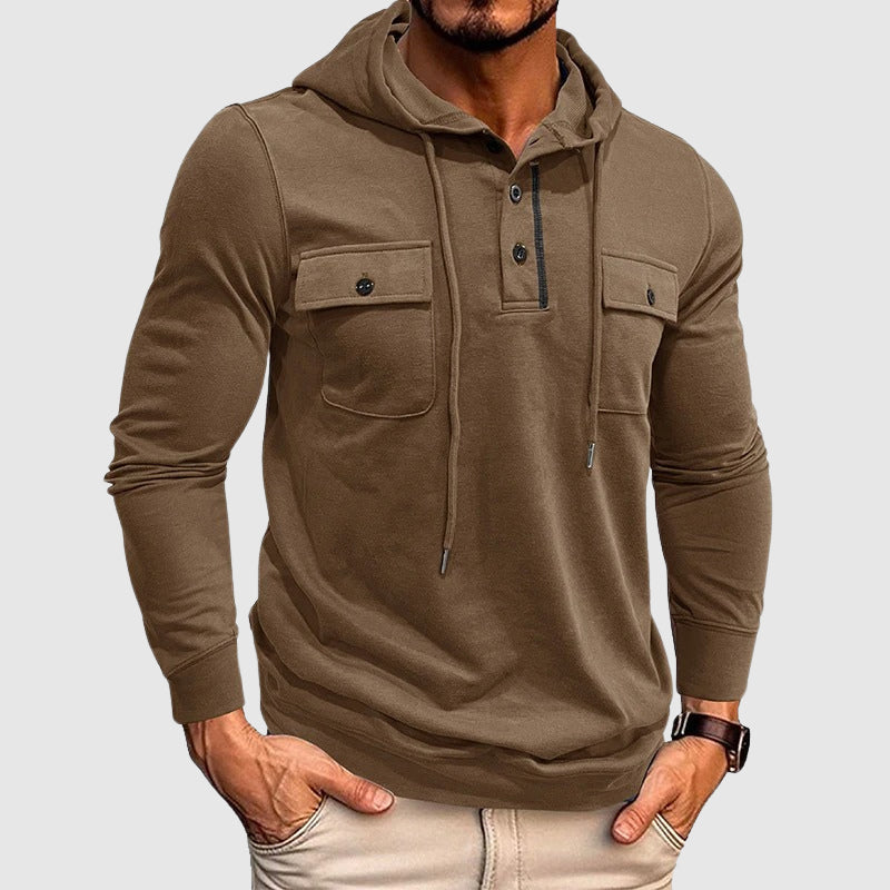 Aaron - Men's Hooded Pullover with Utility Pockets