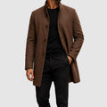 Abel - Men's Button-Front Wool-Blend Overcoat with Stand Collar